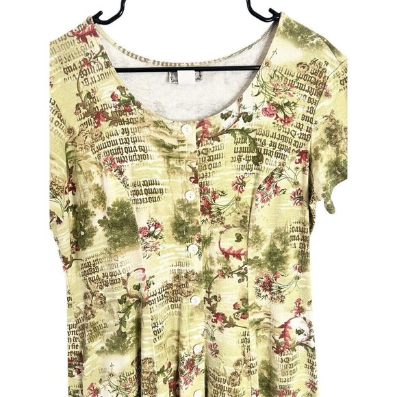 Romantic Y2K Dress Floral Large Blue Button Front Grunge Midi Cottagecore LOT - Picture 9 of 16